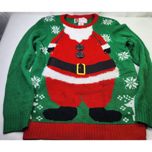 Santa Claus Snowflake 100% Acrylic Pullover Holiday Ugly Christmas Sweater Sz M